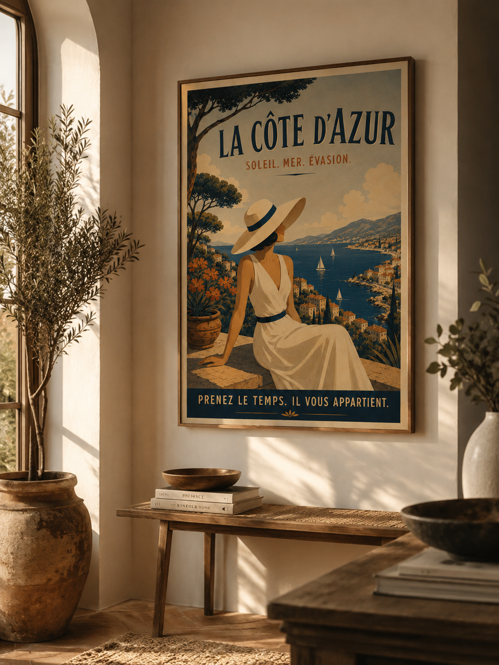 La Côte d'Azur Vintage Travel Poster - Matte Vertical Wall Art